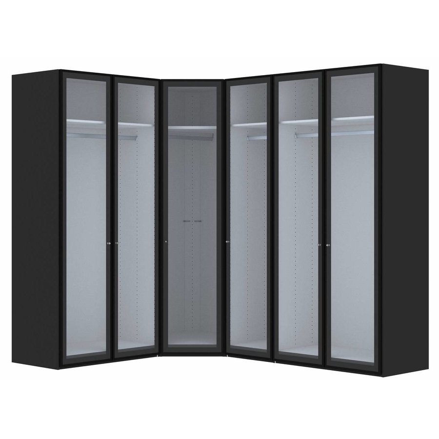Smoke Hoek Kledingkast Rookglas 6 deurs Smoke Hoek Kledingkast Rookglas 6 deurs
