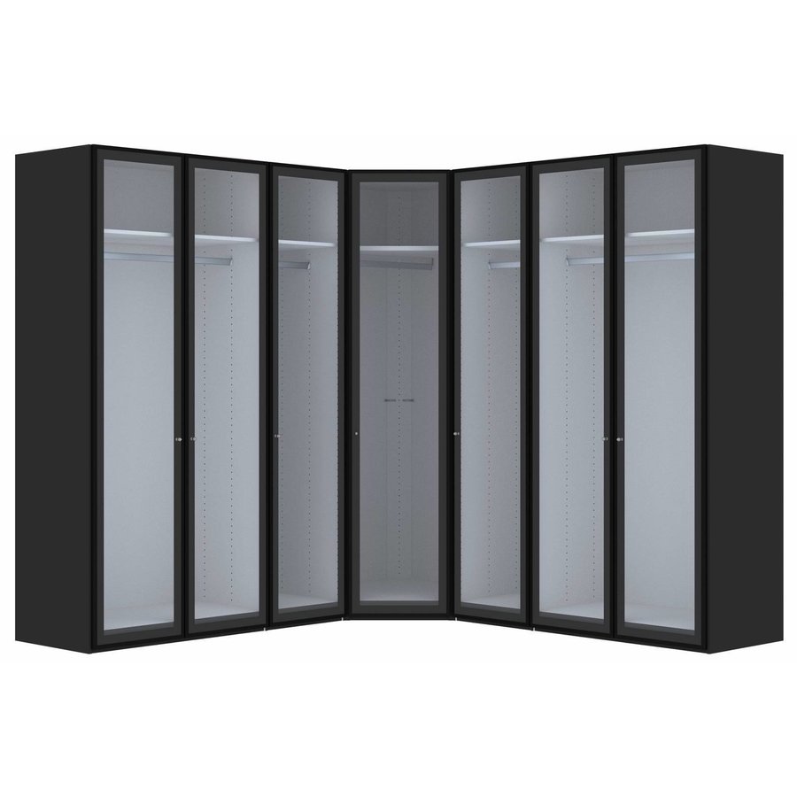 Smoke Hoek Kledingkast Rookglas 7 deurs Smoke Hoek Kledingkast Rookglas 7 deurs