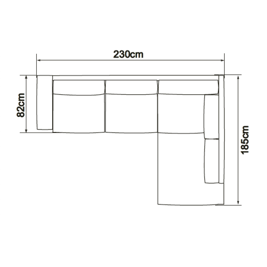 Shea 2-zits + Openend Hoekbank Antraciet Rechts