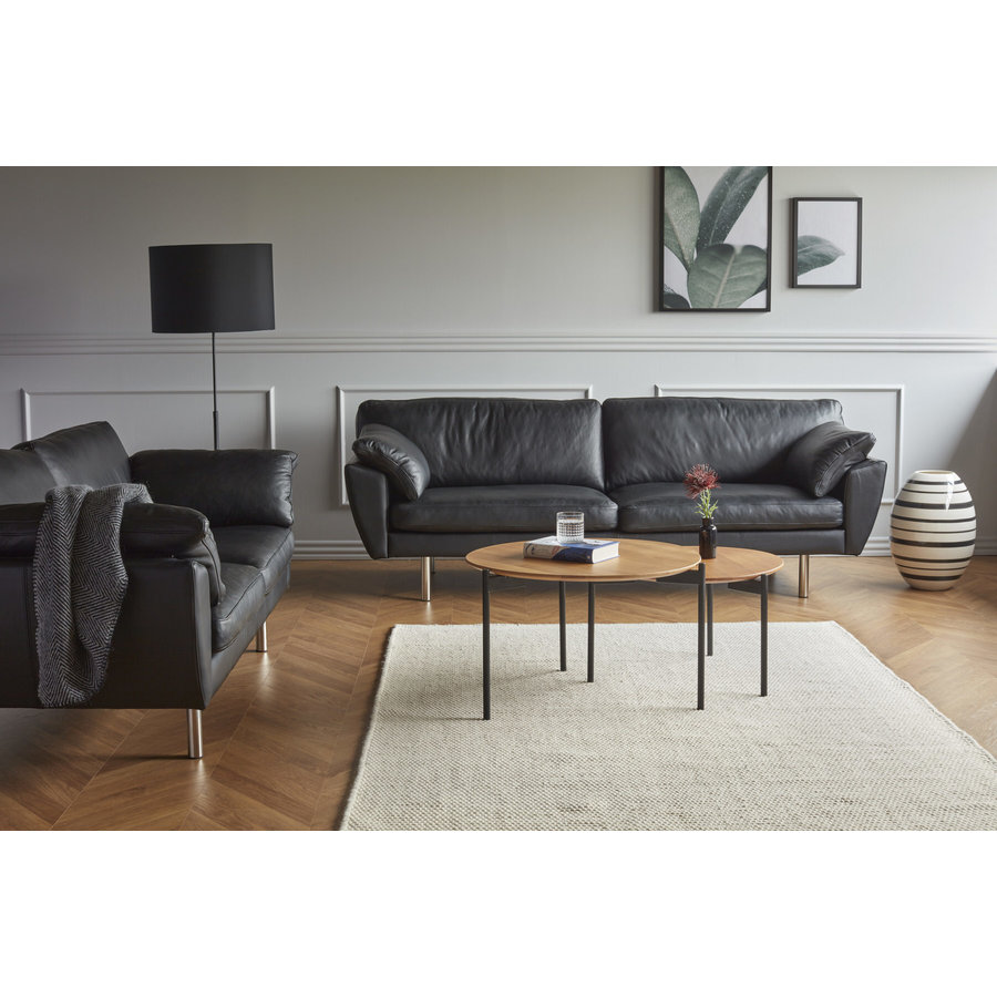 Handrup 3-zits Lederen Bank Zwart Handrup 3-zits Lederen Bank Zwart