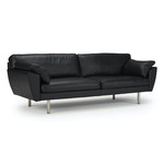 Handrup 3-zits Lederen Bank Zwart Handrup 3-zits Lederen Bank Zwart