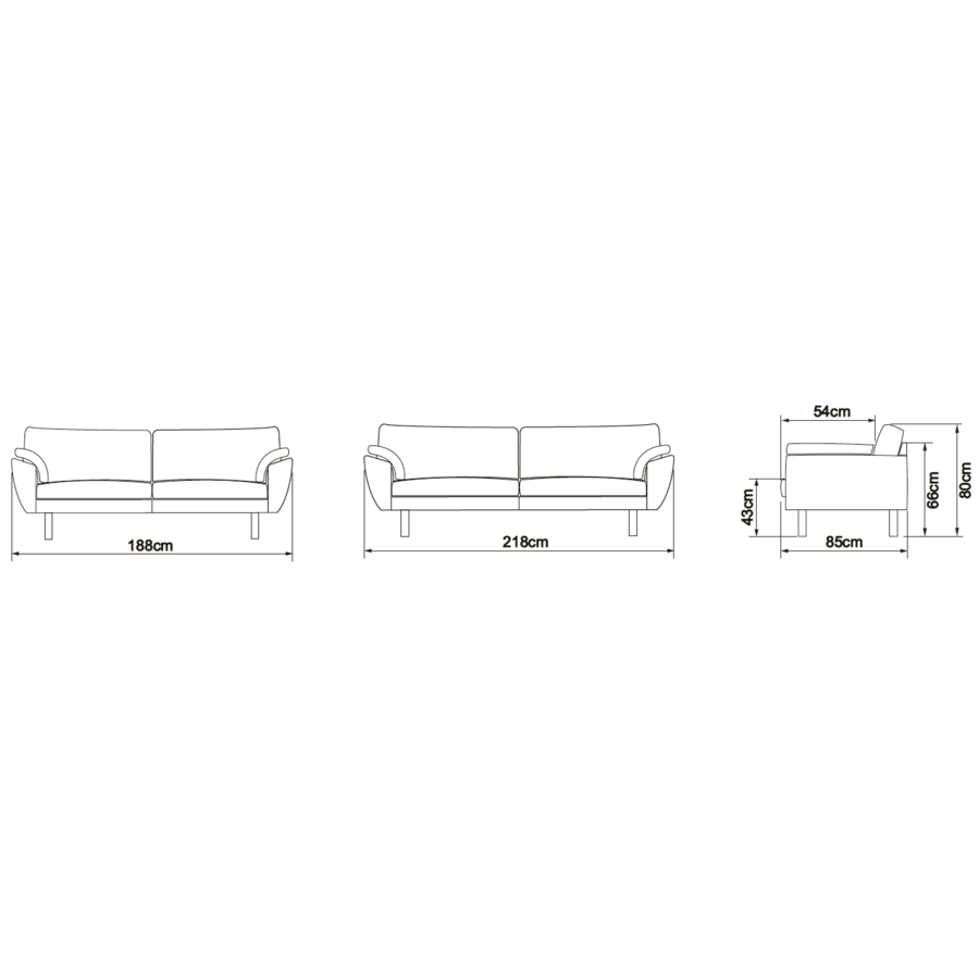 Handrup 3-zits Lederen Bank Zwart Handrup 3-zits Lederen Bank Zwart