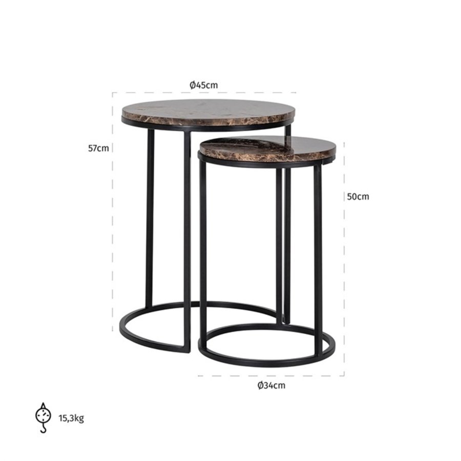 Dalton Bijzettafel Set Rond Dalton Bijzettafel Set Rond