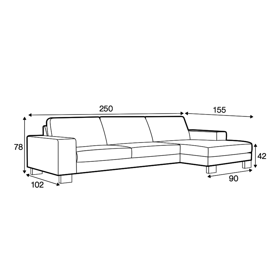 Quattro 2-zits + Chaiselongue Mosterd