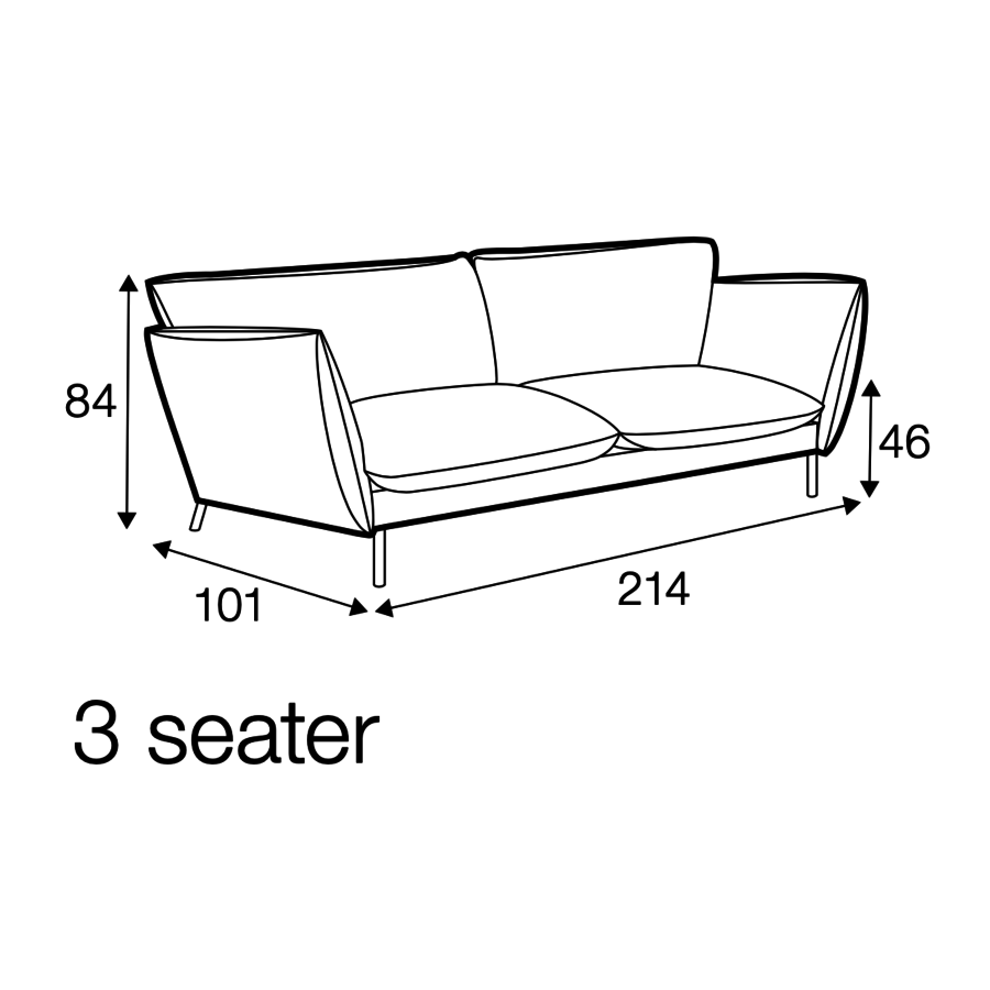 Hugo 3-zits Bank Antraciet Hugo 3-zits Bank Antraciet