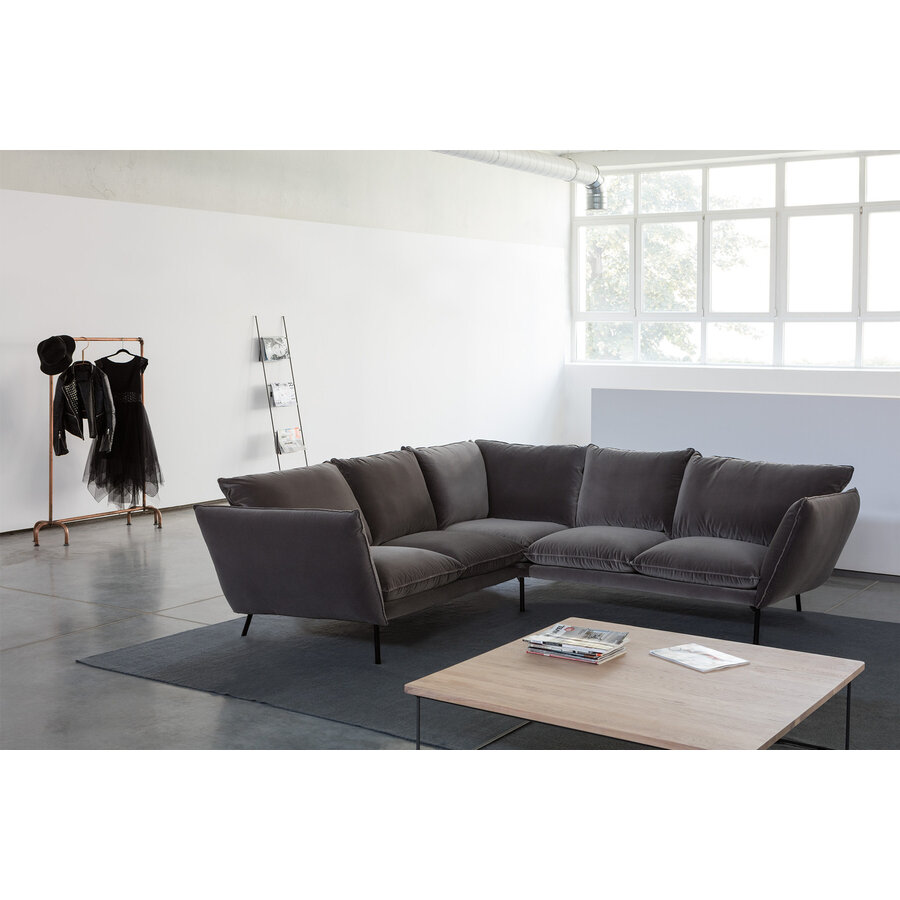 Hugo 3 + 3-zits Hoekbank Donkergrijs Hugo 3 + 3-zits Hoekbank Donkergrijs