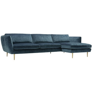 Sits Teddy 2-zits+Chaiselongue Hoekbank Donkerblauw