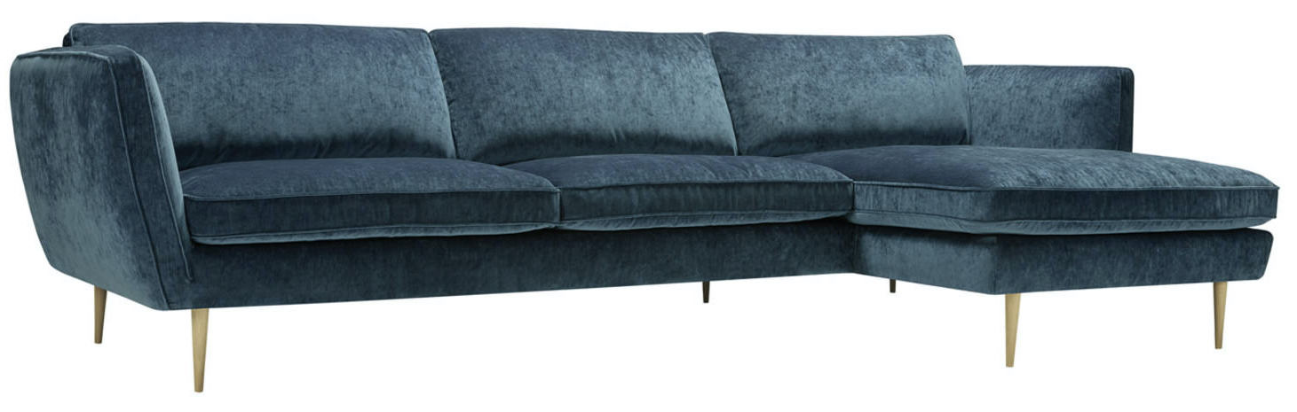 Sits Teddy 2-zits+Chaiselongue Hoekbank Donkerblauw
