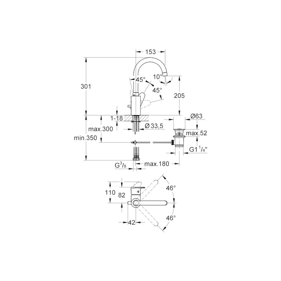 2x Plieger Vigour Clivia Wastafelmengkraan Chroom