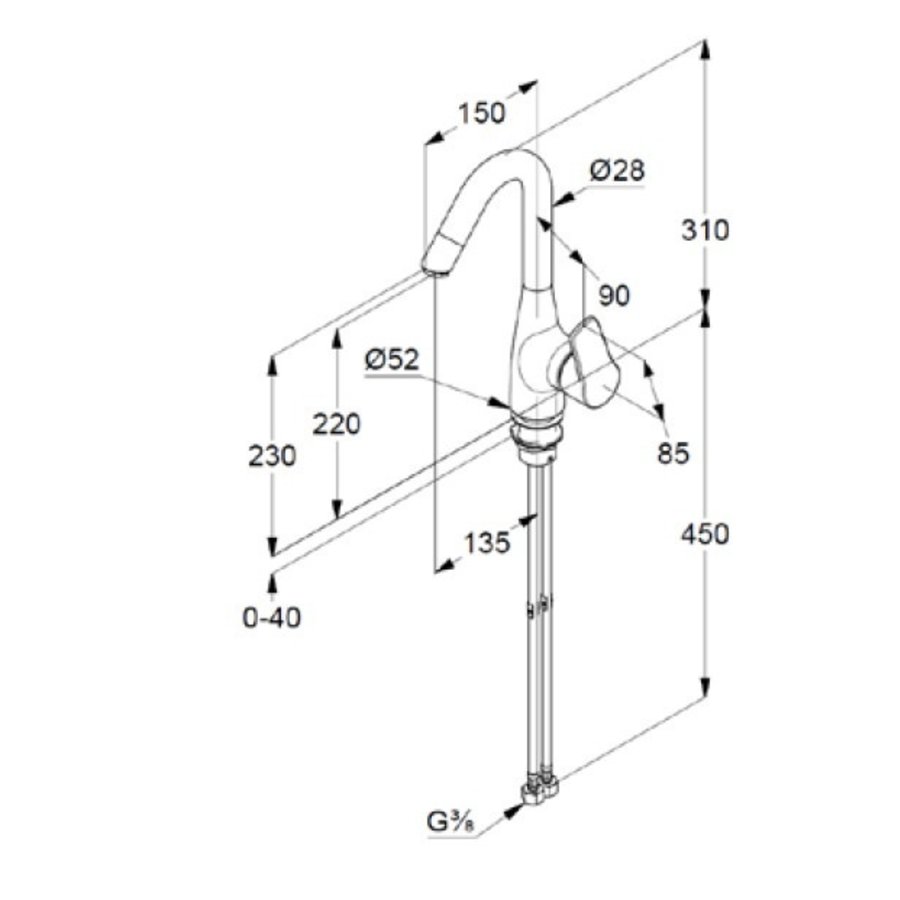 Plieger Vigour Derby Wastafelmengkraan