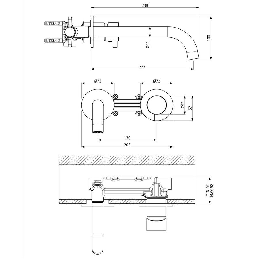 2x Plieger Napoli Wandkraan 2x Plieger Napoli Wandkraan