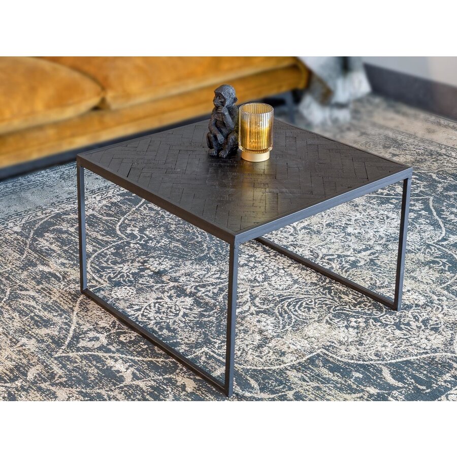 Black Herringbone Vierkante Bijzettafel Black Herringbone Vierkante Bijzettafel