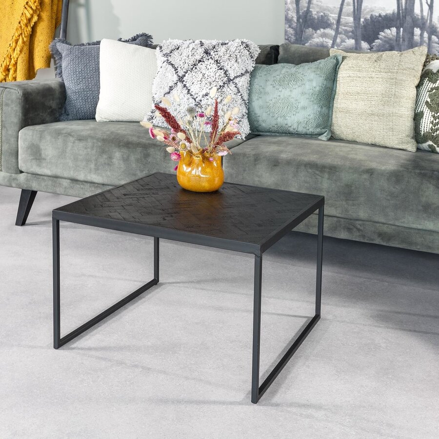 Black Herringbone Vierkante Bijzettafel Black Herringbone Vierkante Bijzettafel