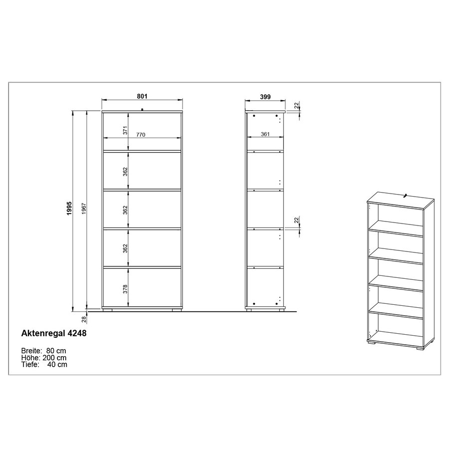 Profi Boekenkast Hoog Open Grafiet Profi Boekenkast Hoog Open Grafiet