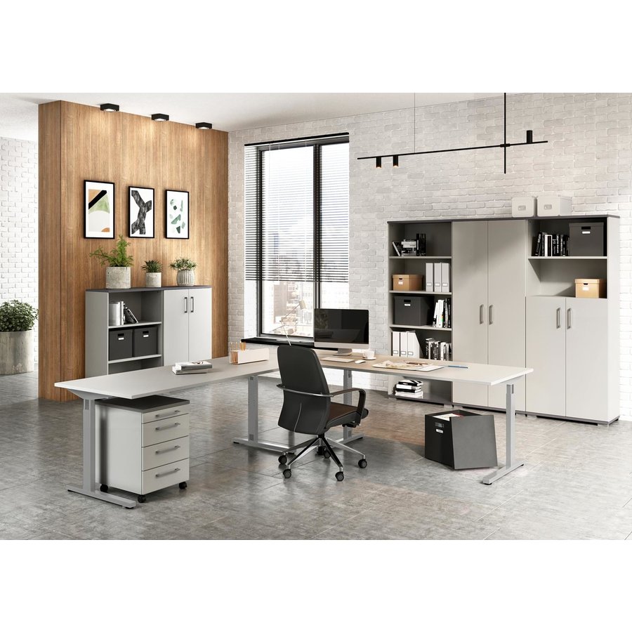 Profi 160 cm Bureautafel Lichtgrijs / Zilver Profi 160 cm Bureautafel Lichtgrijs / Zilver