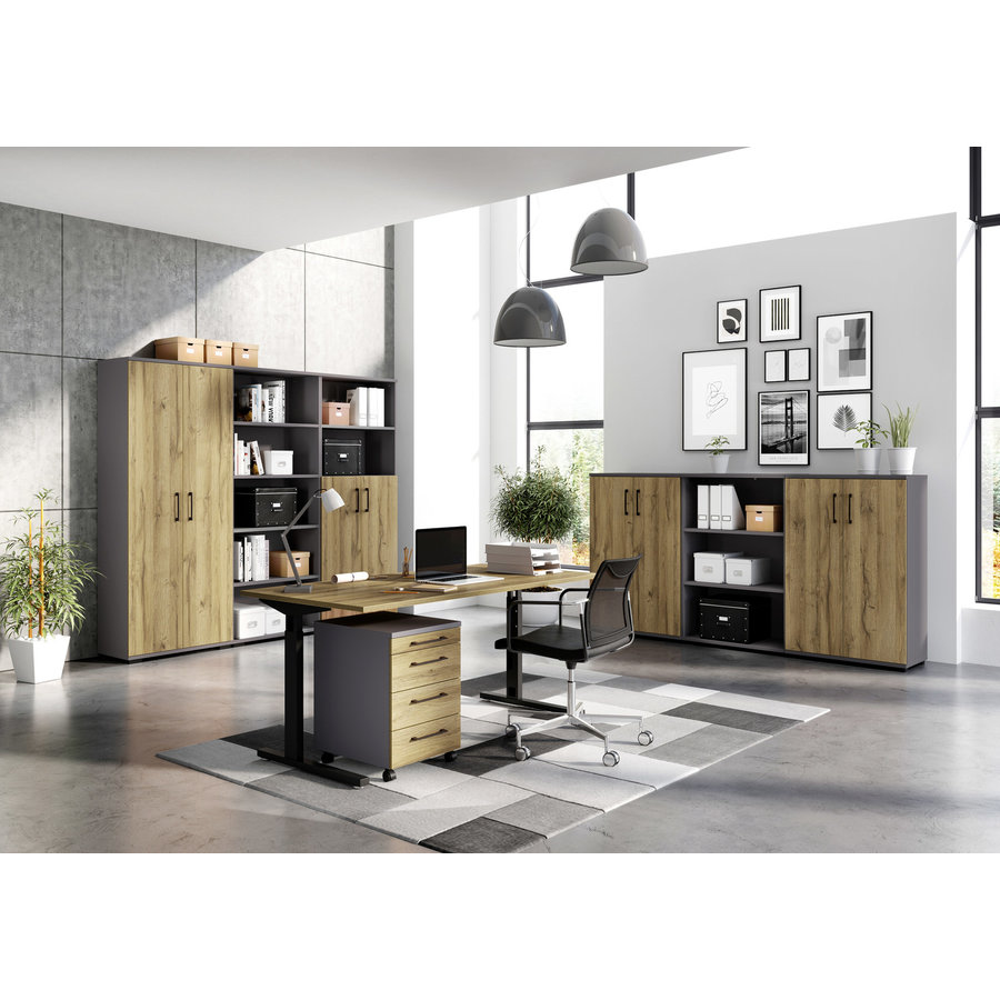 Profi Boekenkast Hoog Open Grafiet Profi Boekenkast Hoog Open Grafiet