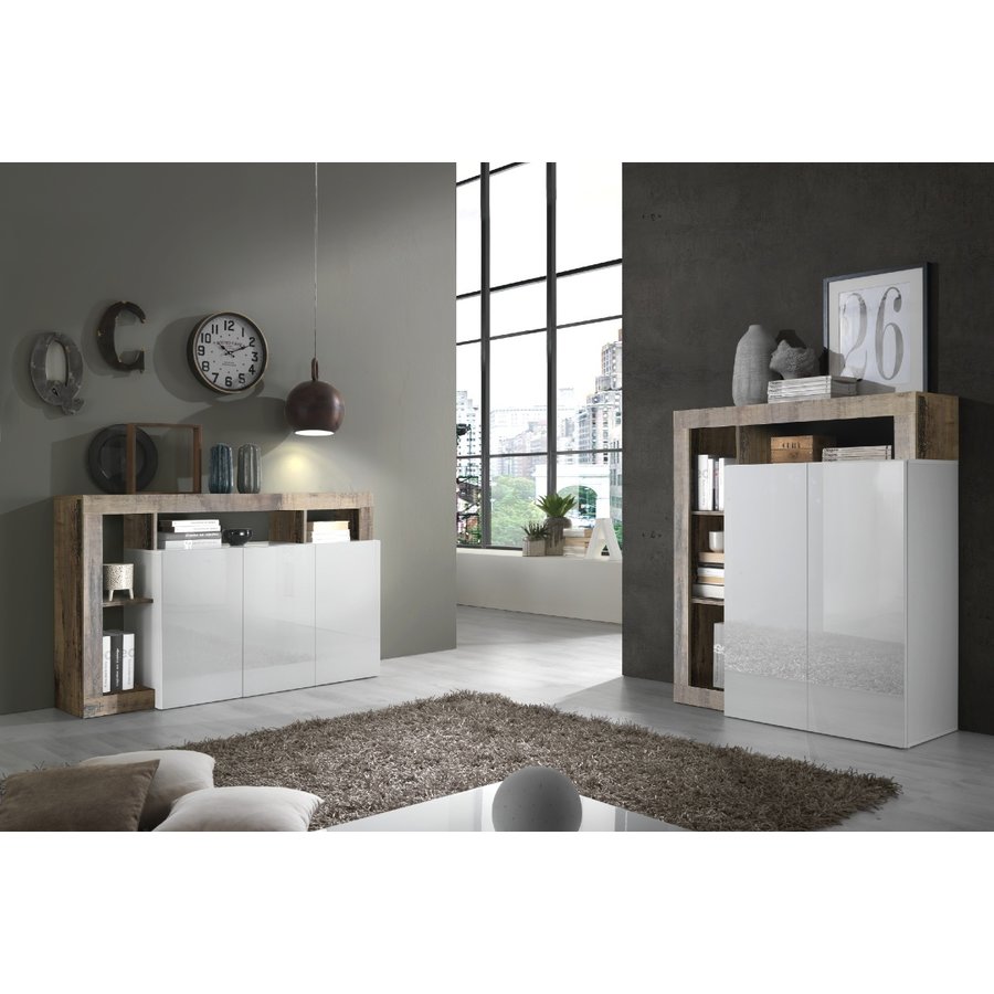 Hamburg Dressoir 3 deurs Wit / Eiken Hamburg Dressoir 3 deurs Wit / Eiken