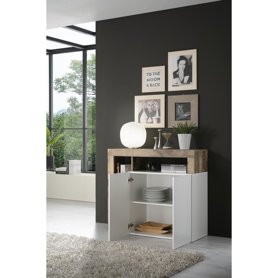 Hamburg Dressoir 2 deurs Wit / Eiken Hamburg Dressoir 2 deurs Wit / Eiken