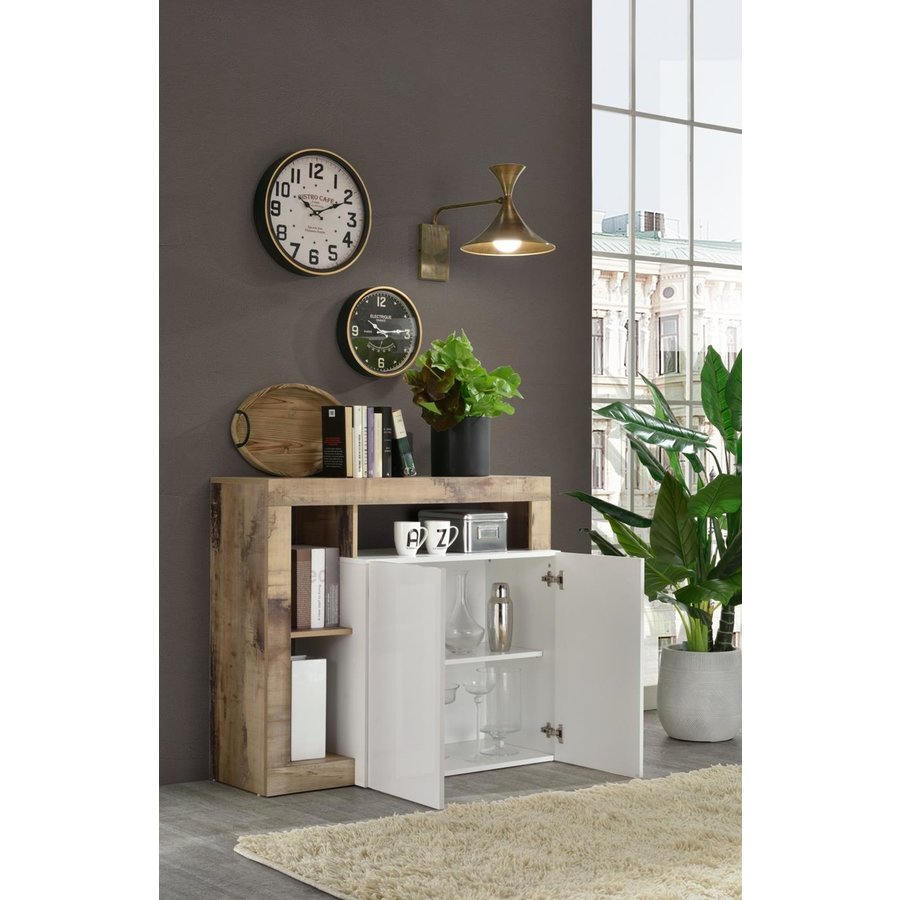 Hamburg Dressoir 2 deurs Wit / Eiken Hamburg Dressoir 2 deurs Wit / Eiken