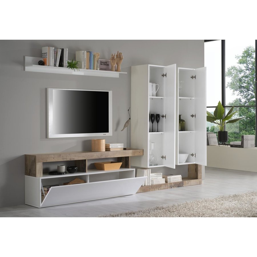 Hamburg TV-wandmeubel Wit / Eiken