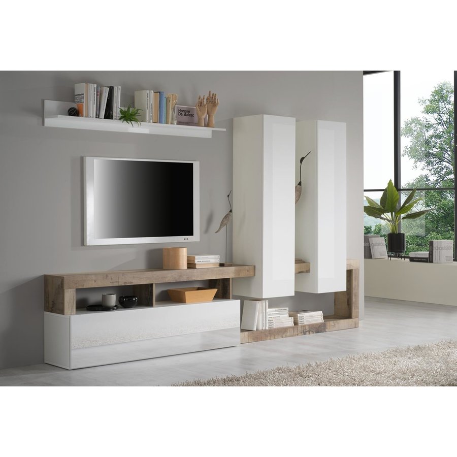 Hamburg TV-wandmeubel Wit / Eiken