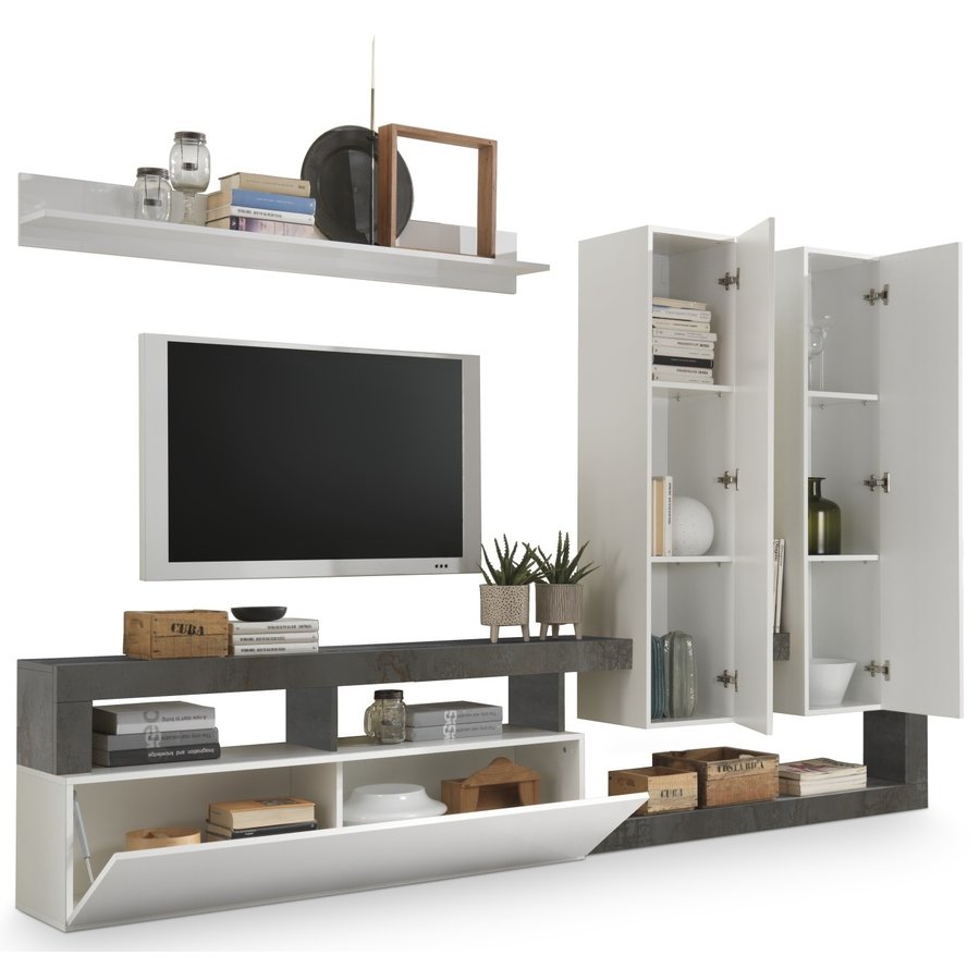 Hamburg TV-wandmeubel Wit / Oxid