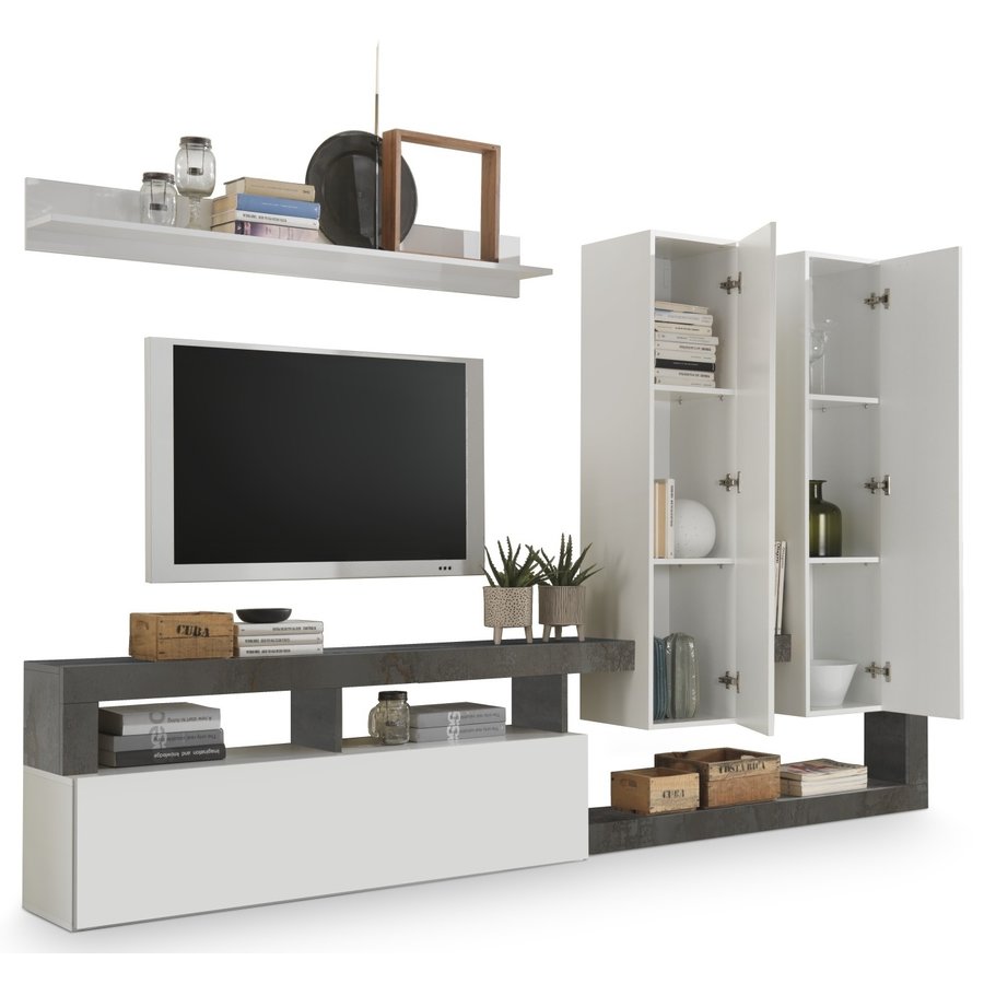 Hamburg TV-wandmeubel Wit / Oxid