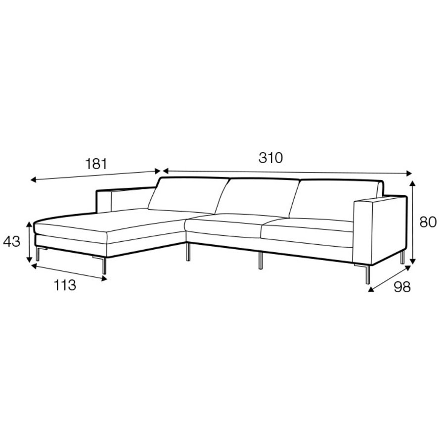 Domino 3-zits Hoekbank Links Lichtgrijs Domino 3-zits Hoekbank Links Lichtgrijs