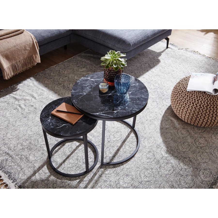 Lily Ronde Bijzettafel Set Zwart