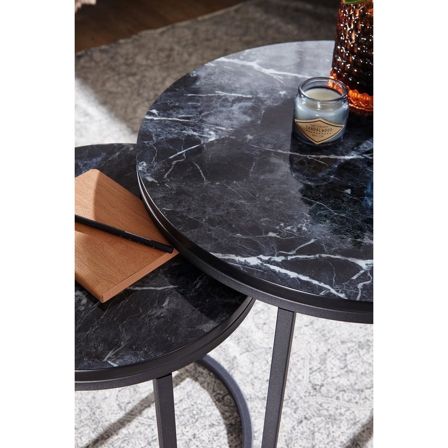 Lily Ronde Bijzettafel Set Zwart