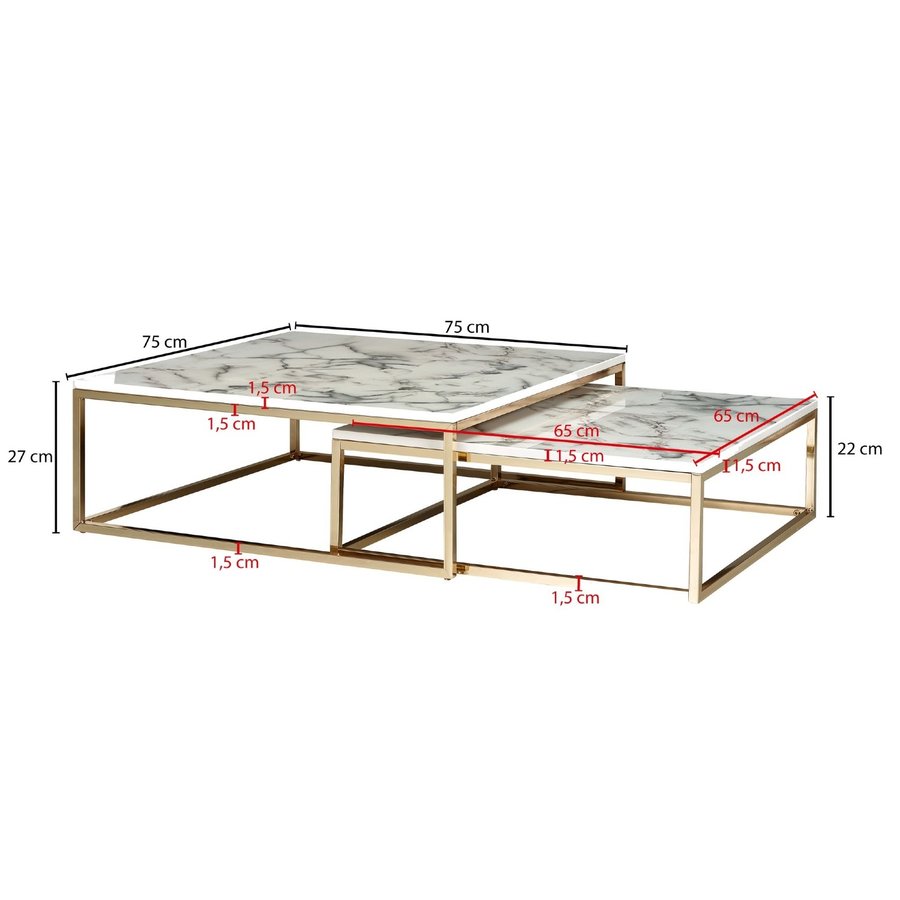 Lily Vierkante Salontafel Set Wit