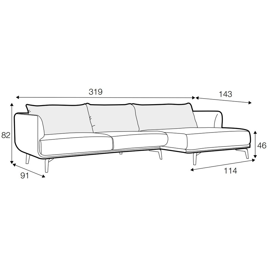 Moa 3-zits + Chaise Longue Hoekbank Mosterd Moa 3-zits + Chaise Longue Hoekbank Mosterd