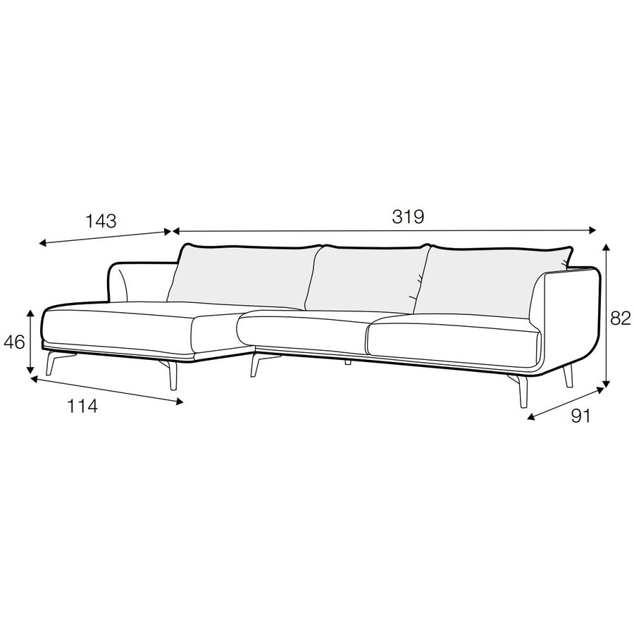 Moa Chaise Longue + 3-zits Hoekbank Mosterd Moa Chaise Longue + 3-zits Hoekbank Mosterd