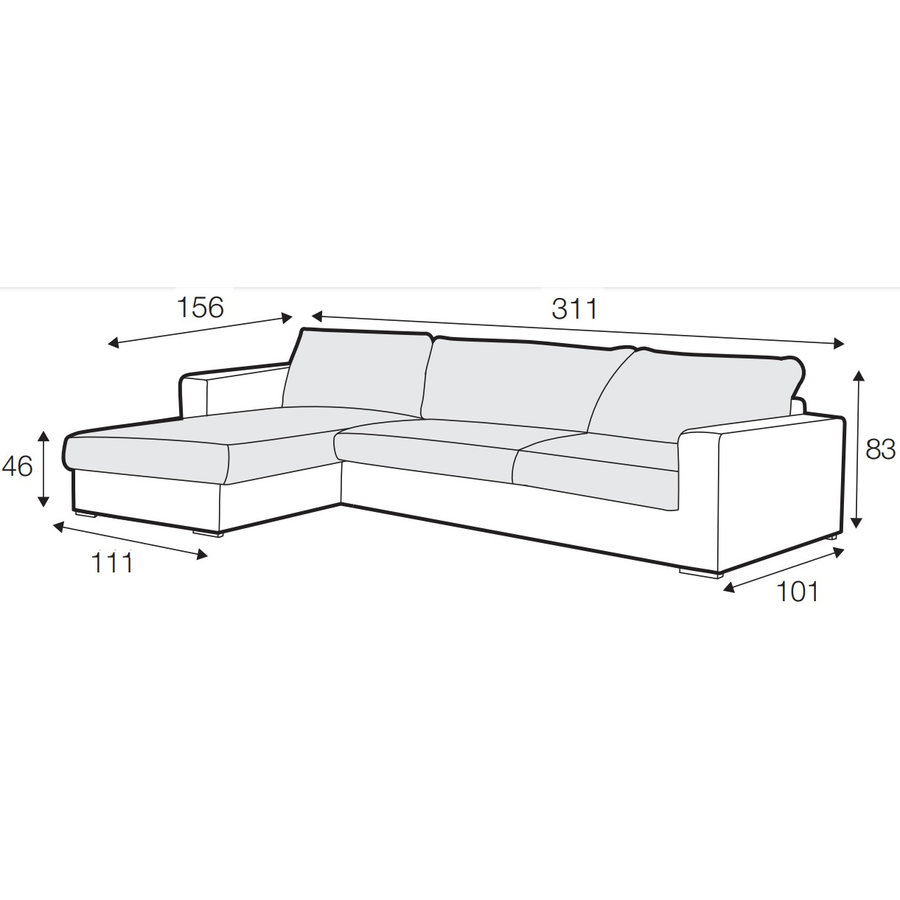 Sophia Chaise Longue + 3-zits Hoekbank Nature Sophia Chaise Longue + 3-zits Hoekbank Nature