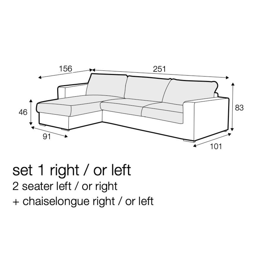 Sophia Chaise Longue + 2-zits Hoekbank Nature Sophia Chaise Longue + 2-zits Hoekbank Nature
