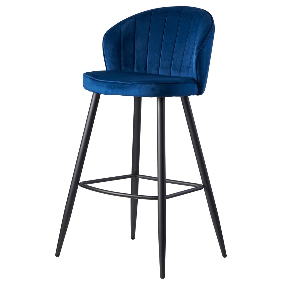 Falun Velvet Barstoel Blauw Falun Velvet Barstoel Blauw