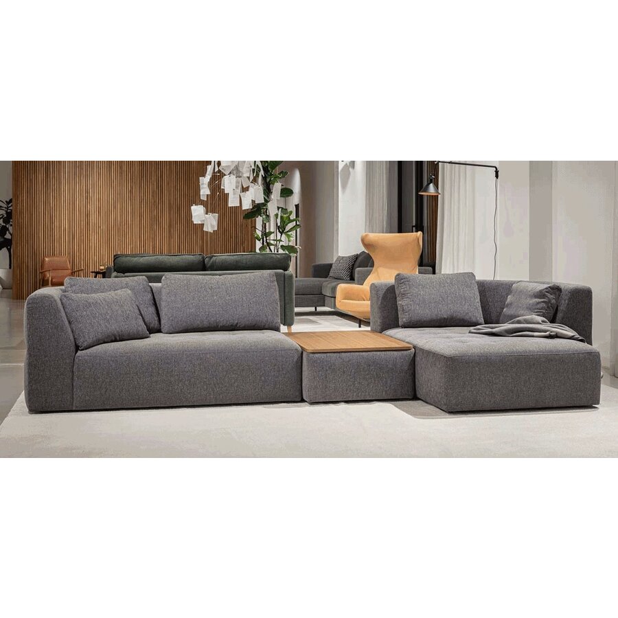 Cleo 2-Zits Bank + Chaise Longue Grijs