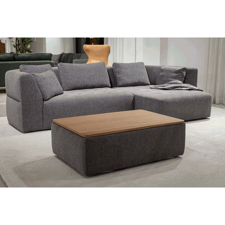 Cleo 2-Zits Bank + Chaise Longue Grijs