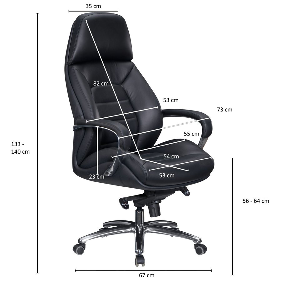 Maxima Bureaustoel Leer Zwart Maxima Bureaustoel Leer Zwart