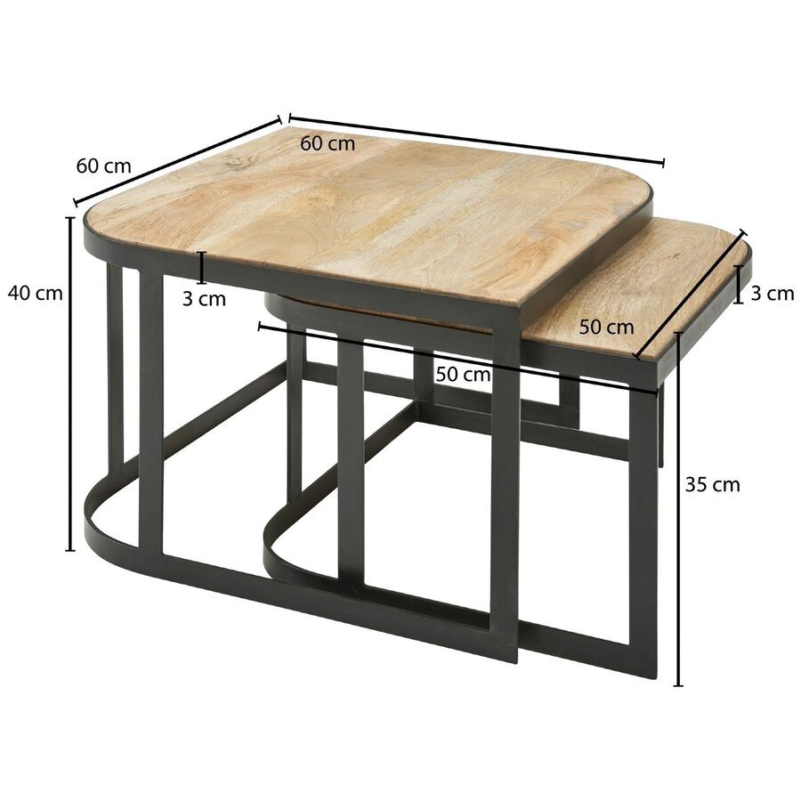 Cakey Vierkante Salontafel Set Lichtbruin Cakey Vierkante Salontafel Set Lichtbruin