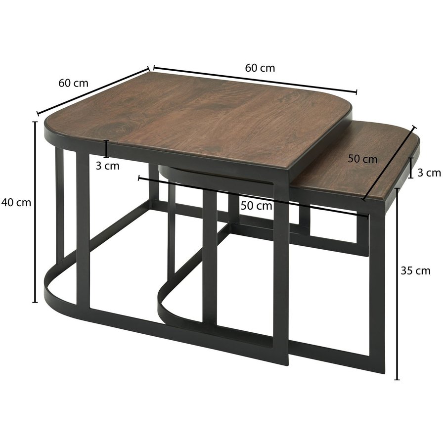 Cakey Vierkante Salontafel Set Donkerbruin Cakey Vierkante Salontafel Set Donkerbruin