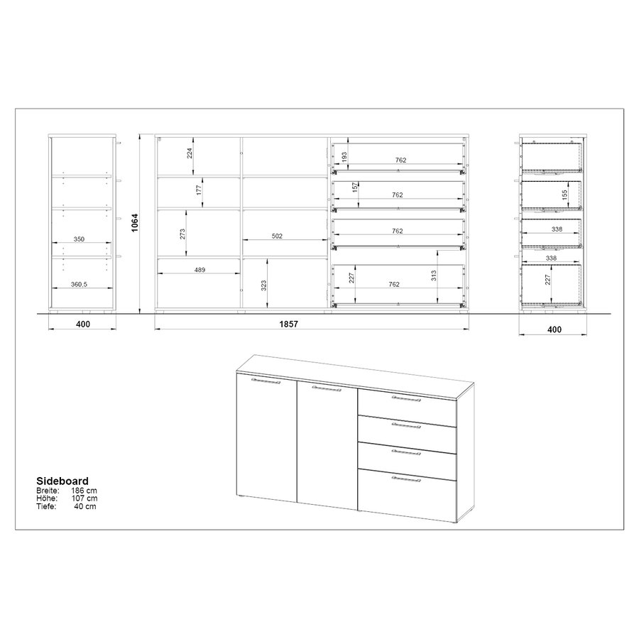 Sunnyvale Dressoir Large Hoogglans Wit Sunnyvale Dressoir Large Hoogglans Wit