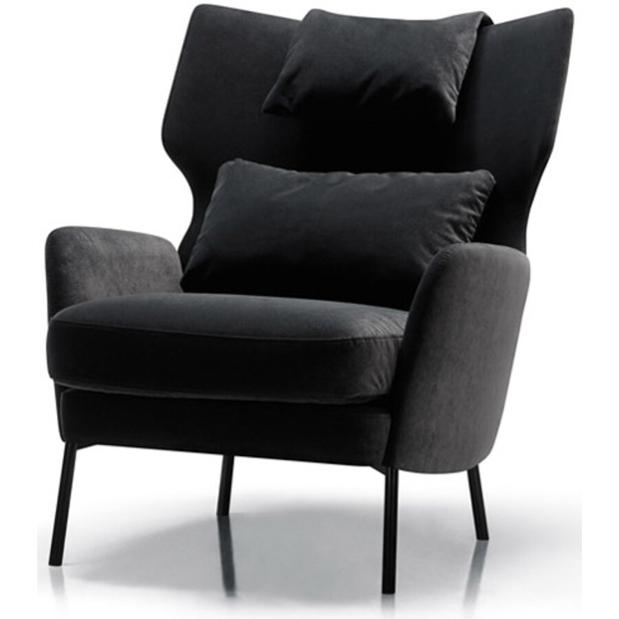 Alex Fauteuil Antraciet met Rug en Nek Kussen Alex Fauteuil Antraciet met Rug en Nek Kussen