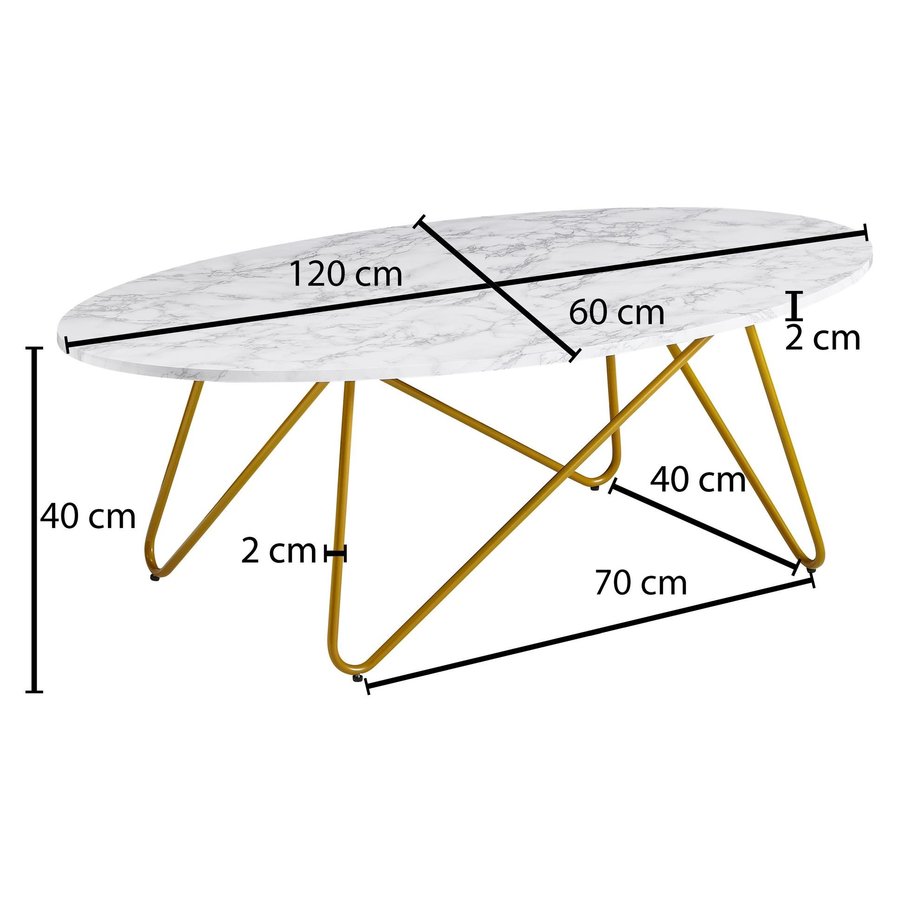 Eden Ovale Salontafel Wit Eden Ovale Salontafel Wit