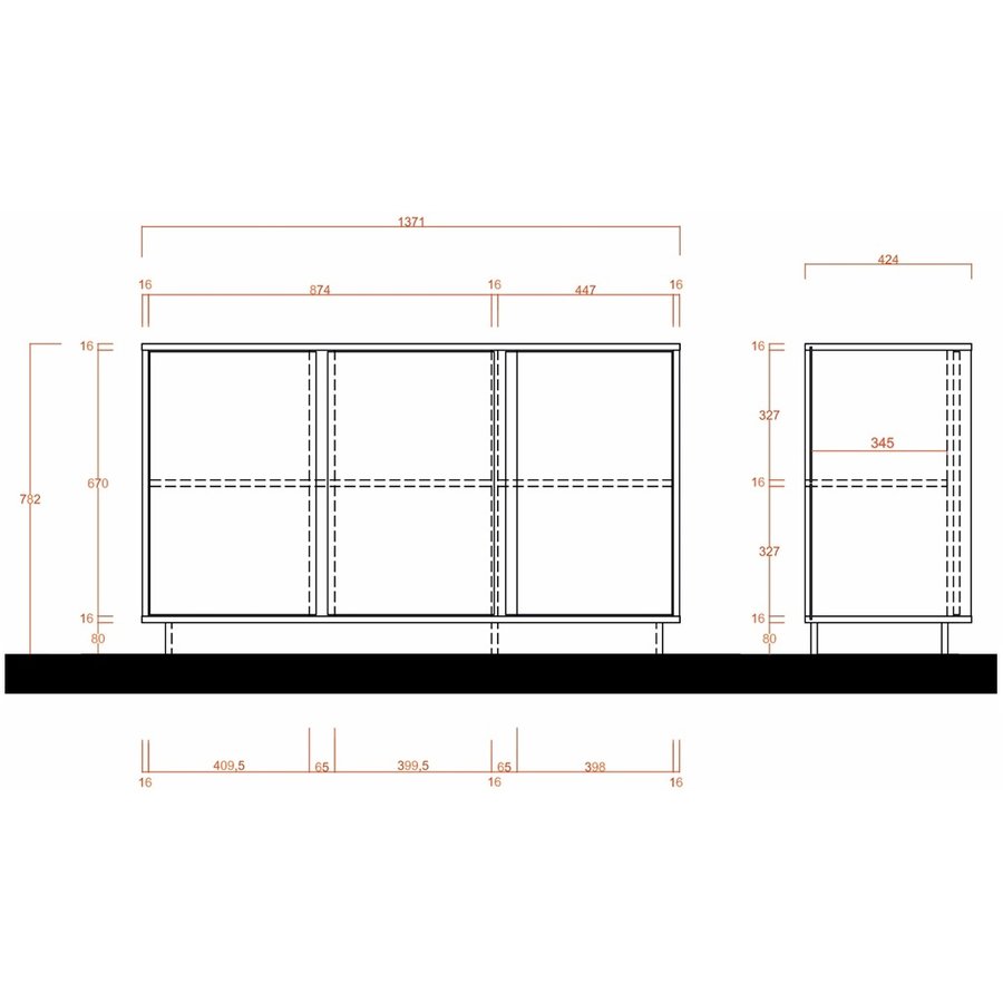 Ice Dressoir 3-Deurs Wit Hoogglans Ice Dressoir 3-Deurs Wit Hoogglans