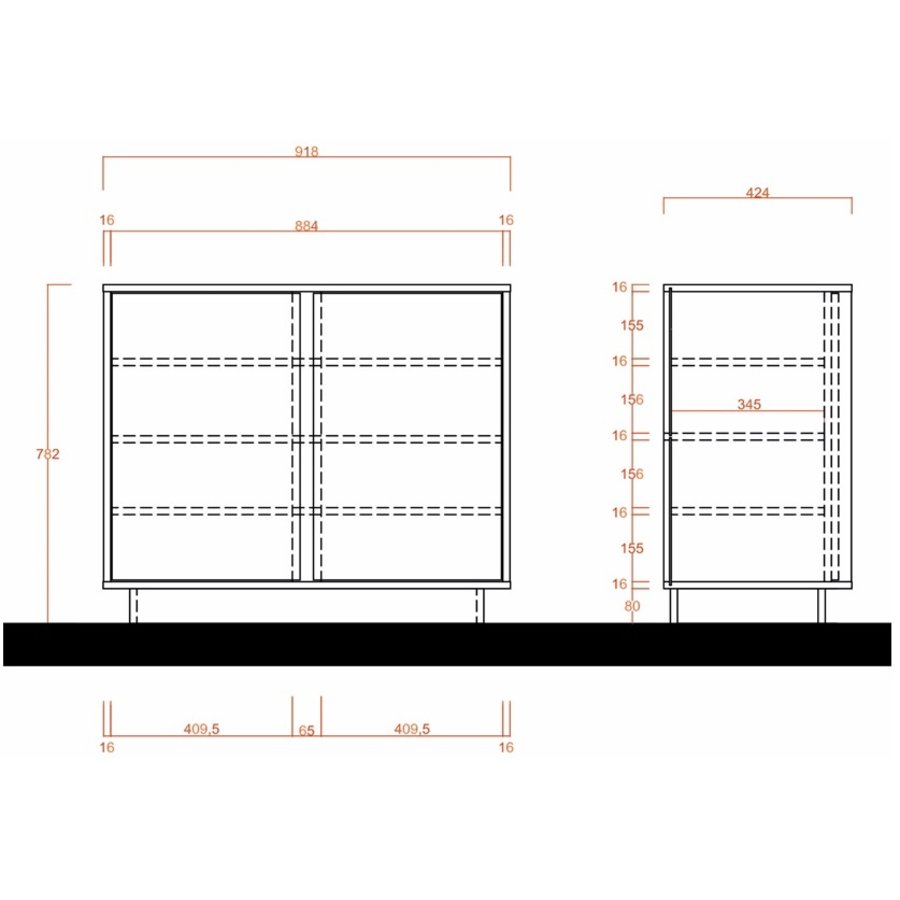 Ice Dressoir 2-Deurs Wit Hoogglans Ice Dressoir 2-Deurs Wit Hoogglans
