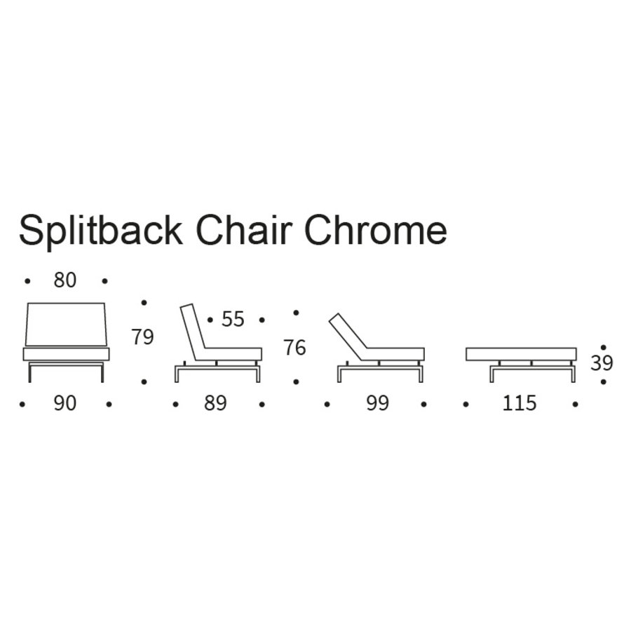 Splitback Slaapstoel Blauw / Chroom Splitback Slaapstoel Blauw / Chroom