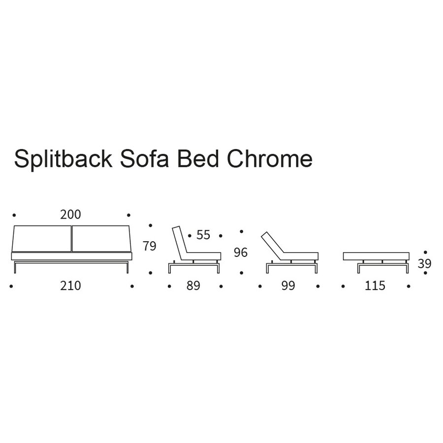 Splitback Slaapbank Curry / Chroom