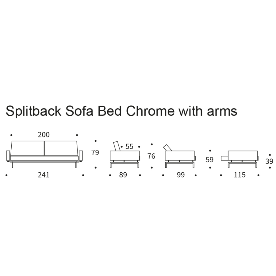 Splitback Deluxe Slaapbank Curry / Chroom Splitback Deluxe Slaapbank Curry / Chroom