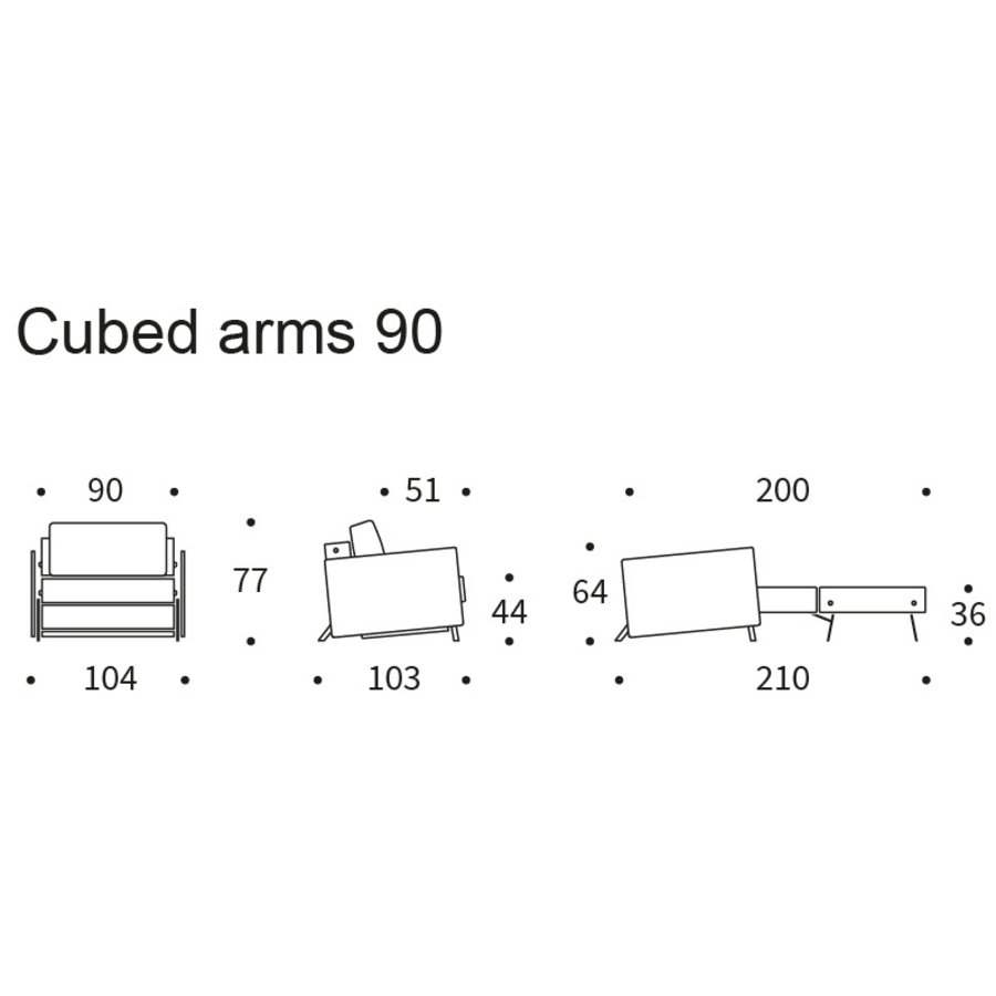 Cubed Slaapstoel met Armleuning Grijs Cubed Slaapstoel met Armleuning Grijs